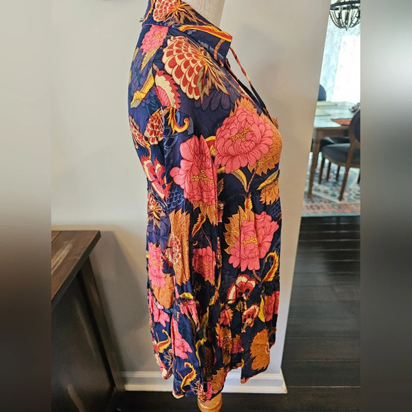 Jaase Women's Size XS Fall Floral Boho Flowy Hippie Top Rayon New w/ Tag - Picture 4 of 11